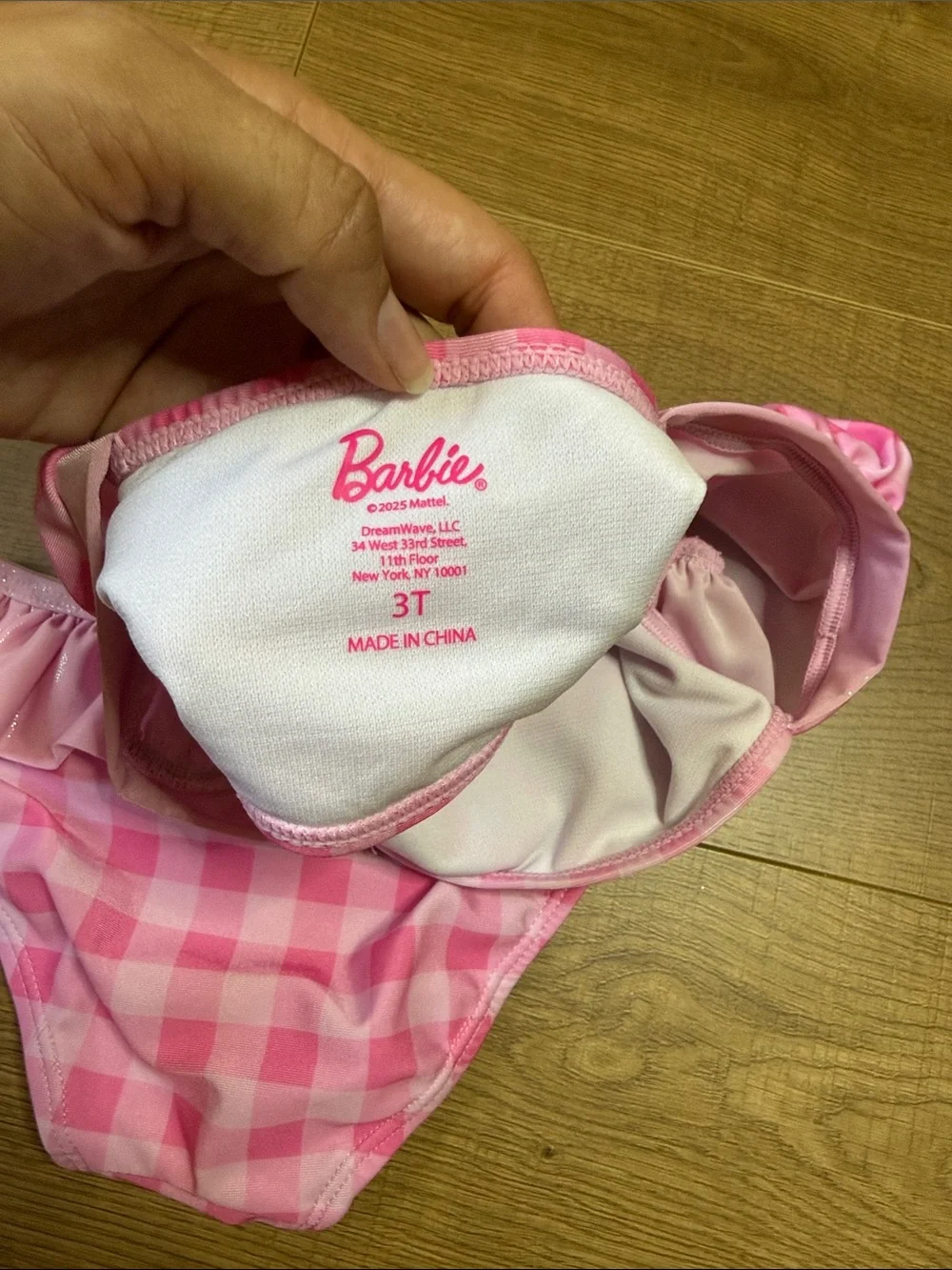 Barbie Pink Gingham Ruffle Two-Piece Swim Set